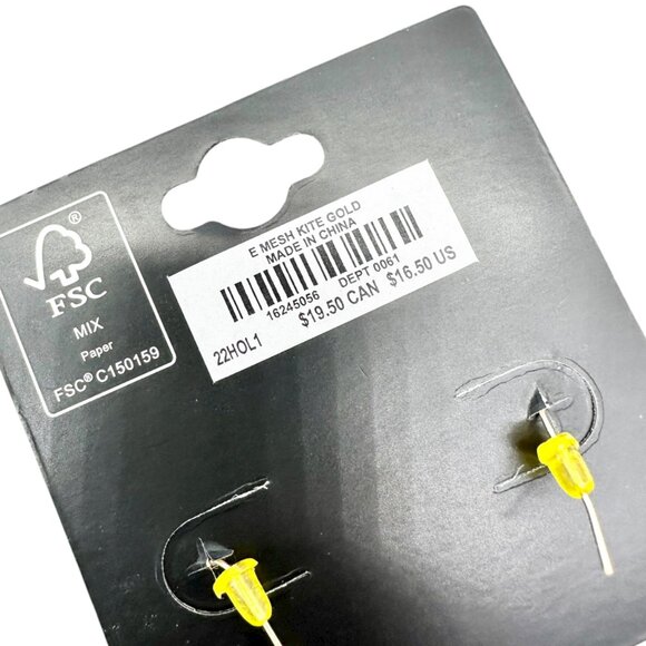 Torrid Gold Mesh Kite Earrings with Fishhook Backs Shimmer Lightweight NEW - Picture 4 of 6